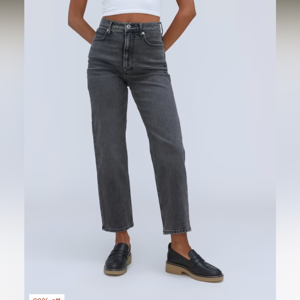 Everlane washed black gray highrise straight jeans size: 29 ankle